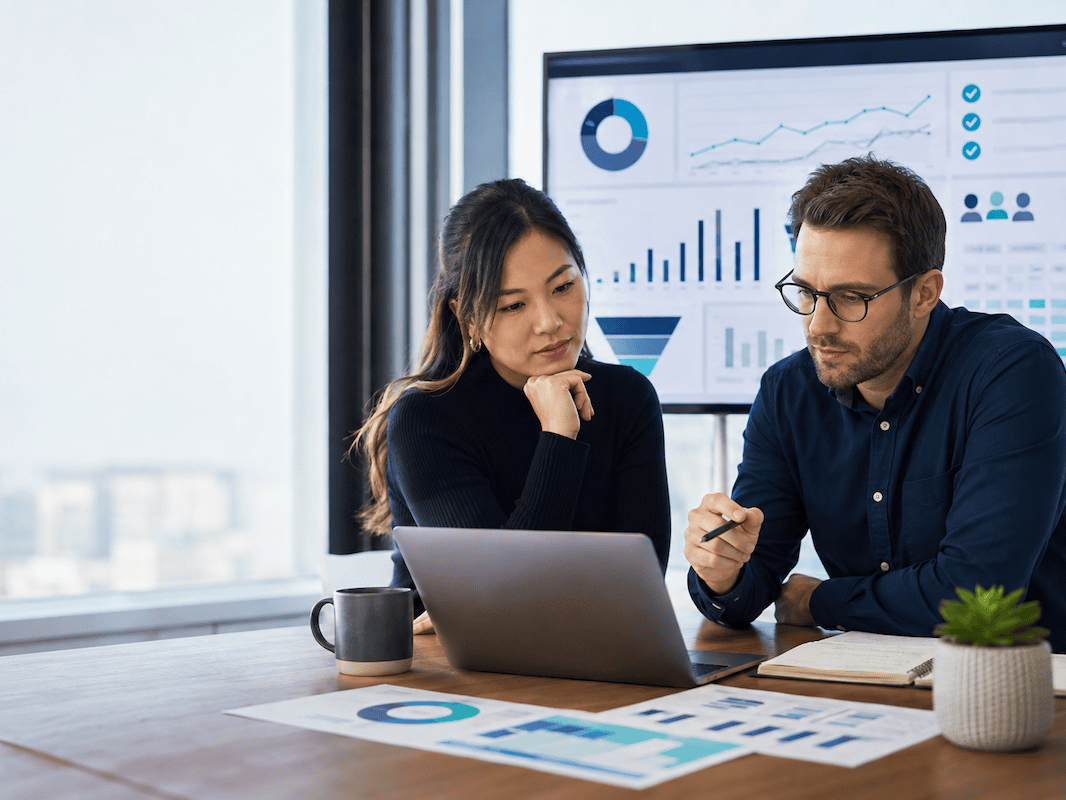 Marketing agency professionals reviewing campaign data while evaluating a white label PPC management partner.
